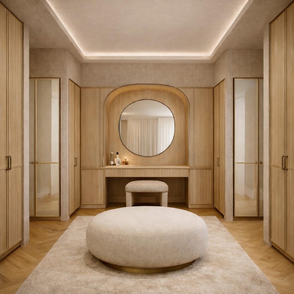 Vestidor minimalista con detalles en brass - Lorai Interior